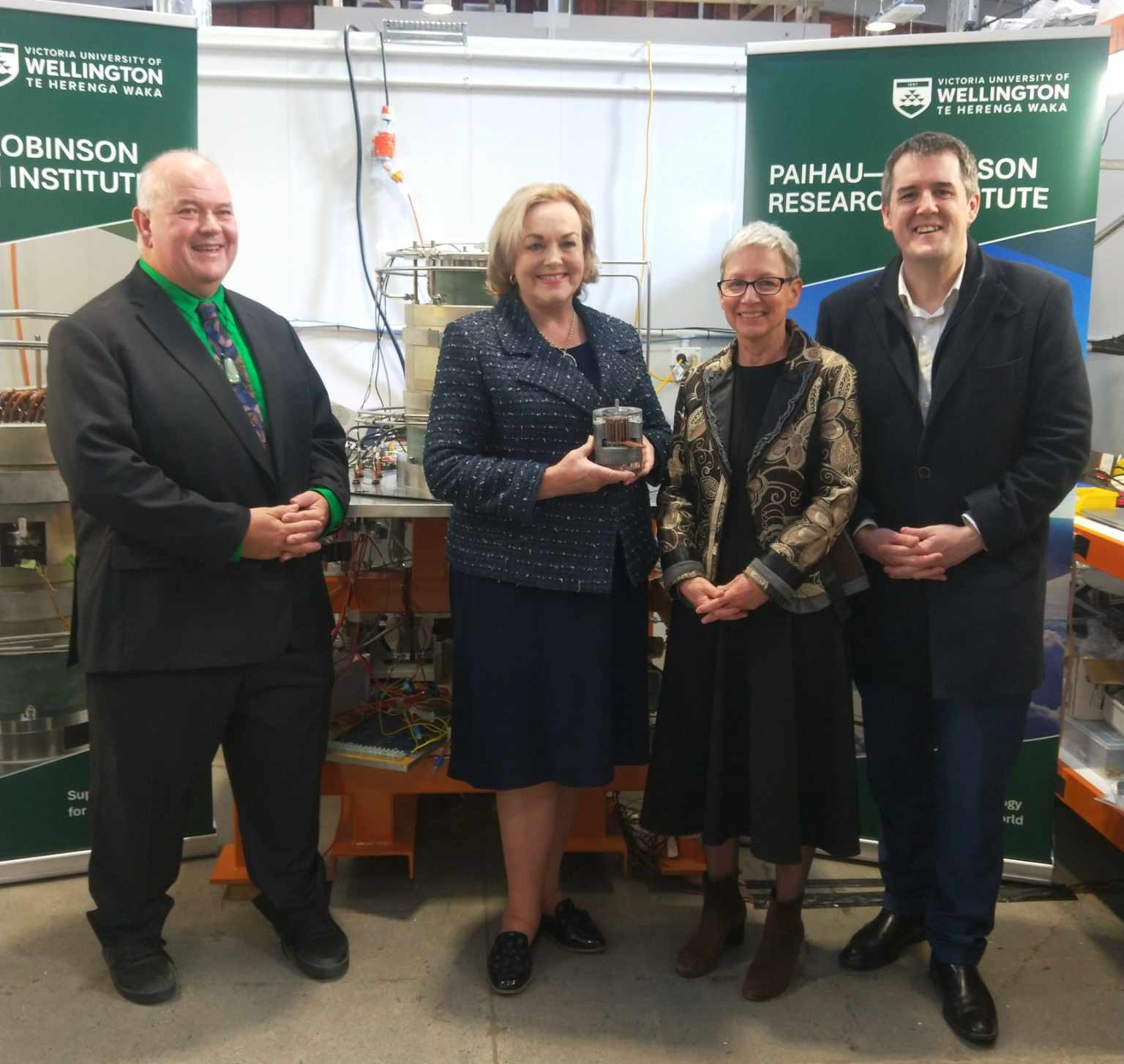 Group photo of Rod Badcock, Judith Collins, Margaret Hyland and Chris Bishop.
