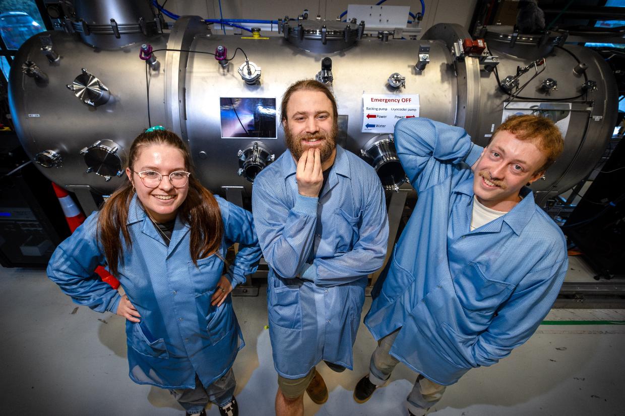 From left: Celine Jane, Cameron Shellard and Max Goddard-Winchester are all part of a team pioneering new space technologies.